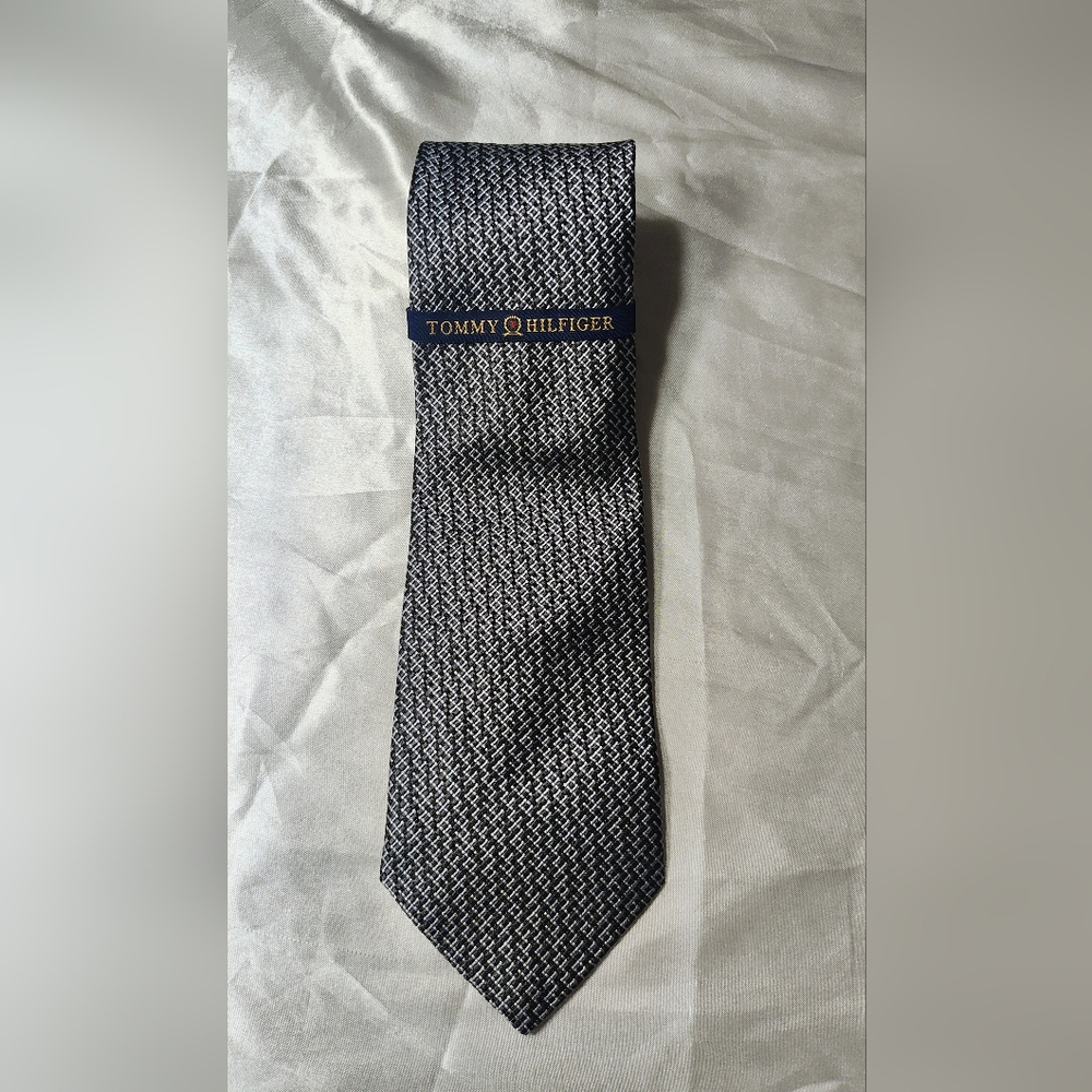 Tommy Hilfiger Black and White Men's Tie